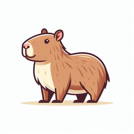 Cute cartoon beaver isolated on white background. Vector illustration.のイラスト素材