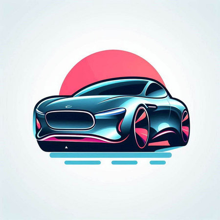 Futuristic sport car. Vector illustration isolated on white background.のイラスト素材
