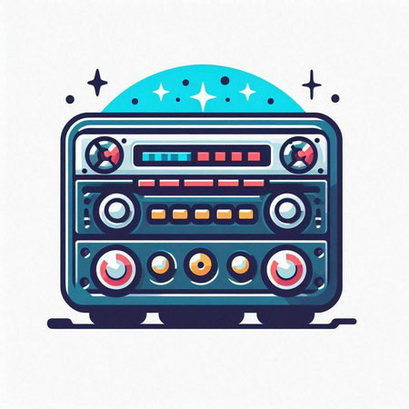 Illustration of a vintage radio. Retro style. Vector illustration.のイラスト素材