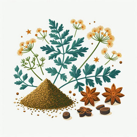 Herbs and spices set. Hand drawn herbs and spices. Vector illustration.のイラスト素材