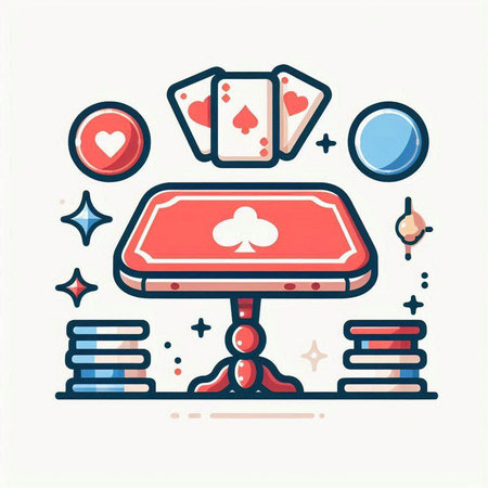 Poker table flat color icon. Vector illustration on white background.のイラスト素材