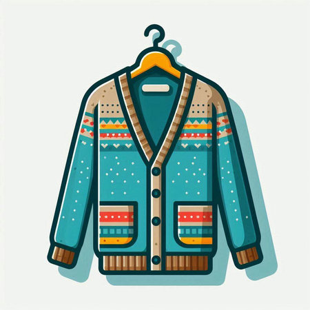 Winter jacket on a hanger. Vector illustration in flat style.のイラスト素材