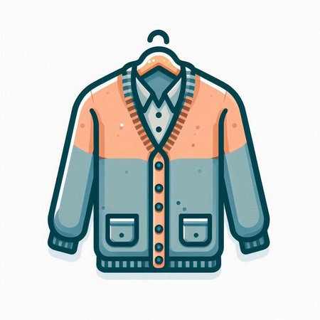 Vector illustration of a jacket with a collar on a hanger.のイラスト素材
