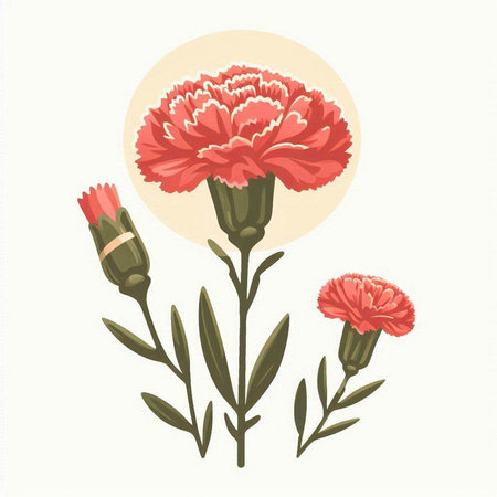 Carnation flower. Hand drawn vector illustration in vintage style.のイラスト素材