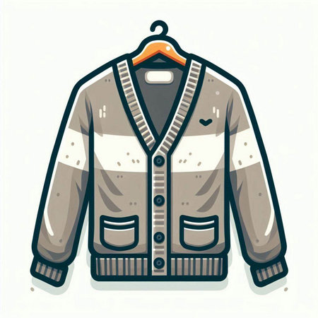 Illustration of a jacket on a hanger isolated on white backgroundのイラスト素材