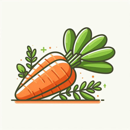 Carrot icon. Vegetable vector illustration in flat style. Isolated on white background.のイラスト素材