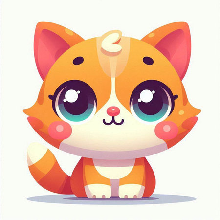 Cute cartoon cat. Vector illustration of a cute little cat.のイラスト素材