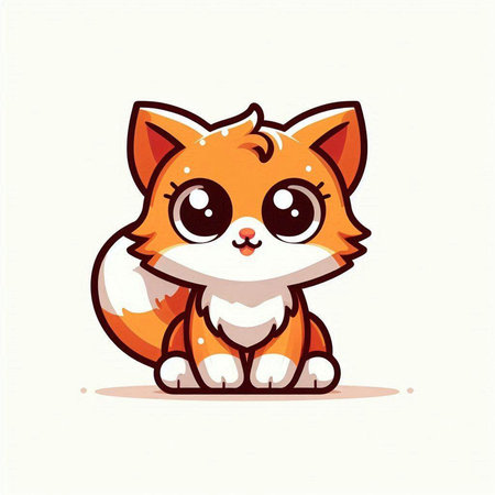 Cute cartoon fox isolated on a white background. Vector illustration.のイラスト素材
