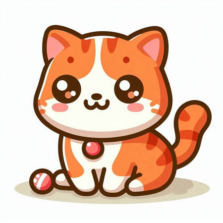 Cute cartoon cat sitting on a white background. Vector illustration.のイラスト素材
