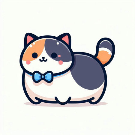 Cute cat with bow tie. Cute cartoon character. Vector illustration.のイラスト素材