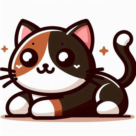 Cute cartoon cat on a white background. Vector illustration of a cat.のイラスト素材