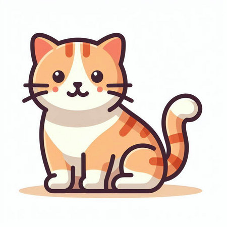 Cute cartoon cat. Vector illustration in a flat style on a white background.のイラスト素材