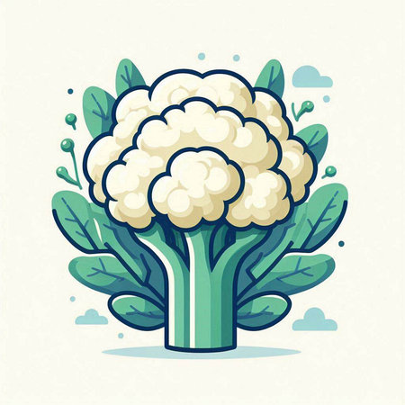 Cauliflower vector illustration. Cauliflower vegetable in cartoon style.のイラスト素材