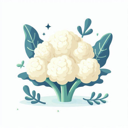 Cauliflower vector illustration. Cauliflower isolated on white background.のイラスト素材