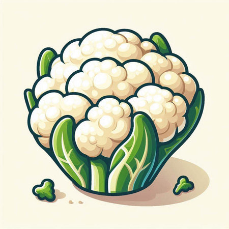 Illustration of a cauliflower on a light background. Vector illustrationのイラスト素材
