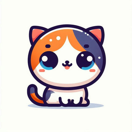 Cute cat cartoon vector illustration. Cute kawaii animal character.のイラスト素材