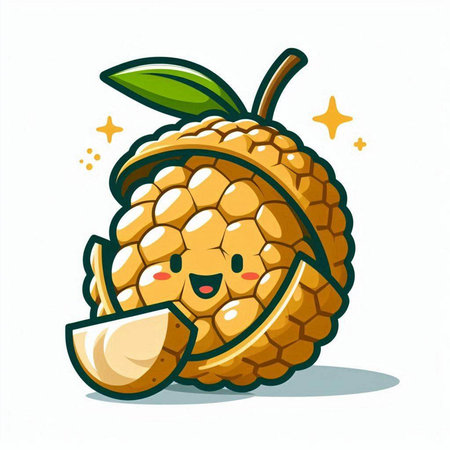 Lychee fruit cartoon character isolated on white background vector illustration.のイラスト素材