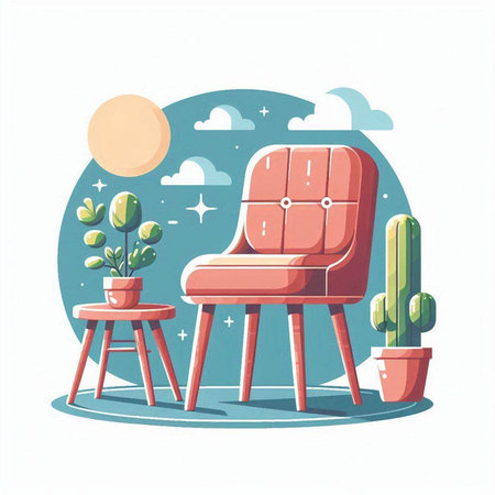 Comfortable armchair in the living room. Vector illustration in flat styleのイラスト素材