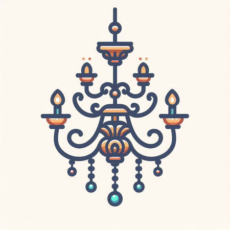 Luxury chandelier in line style. Vector illustration.のイラスト素材