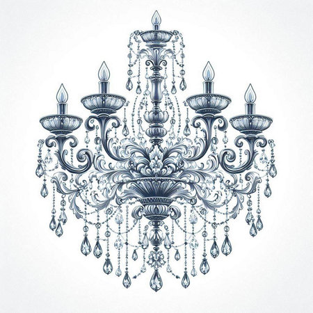 Vintage chandelier isolated on white background. Vector illustration.のイラスト素材