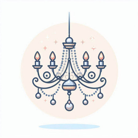 Luxury chandelier. Vector illustration in flat style.のイラスト素材