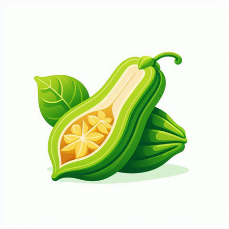 Papaya fruit isolated on a white background. Vector illustration.のイラスト素材