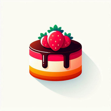 strawberry cake isolated on a white background. vector illustration.のイラスト素材