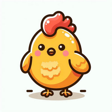 Cute cartoon chicken isolated on a white background. Vector illustration.のイラスト素材