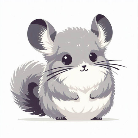 Cute little chinchilla, cartoon vector illustration on white background.のイラスト素材