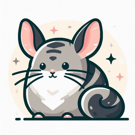 Cute cartoon chinchilla. Vector illustration on white background.のイラスト素材