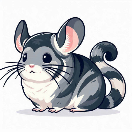 Cute cartoon chinchilla on white background. Vector illustration.のイラスト素材
