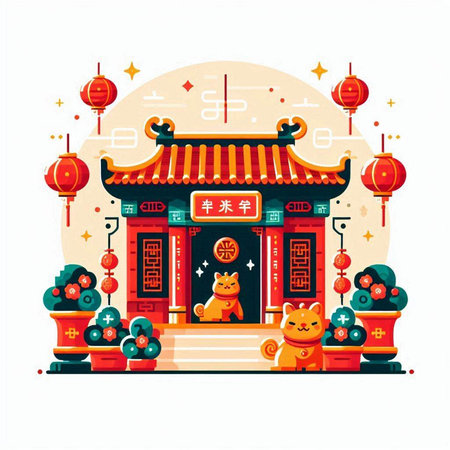 Chinese New Year. Year of the Tiger. Vector illustration in cartoon style.のイラスト素材