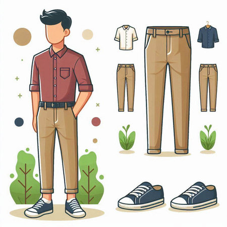 Set of men's clothes. Vector illustration in a flat style.のイラスト素材