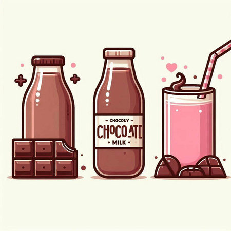 Cocoa and chocolate smoothies in bottles, vector illustration.のイラスト素材