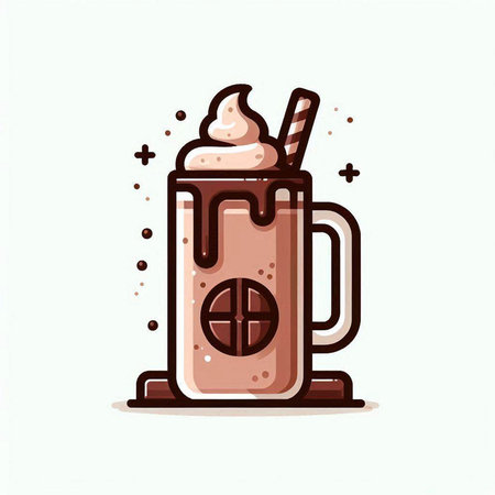Coffee smoothie with whipped cream and straw. Vector illustration.のイラスト素材