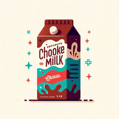 milk carton with milk splash, vector illustration in flat styleのイラスト素材