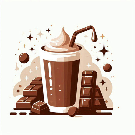 Coffee cup with chocolate and ice cream. Vector illustration.のイラスト素材