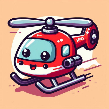 Cartoon helicopter. Vector illustration of a cute helicopter. Cartoon helicopter.のイラスト素材