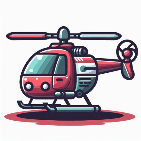 Cartoon helicopter. Vector illustration. Isolated on white background.のイラスト素材