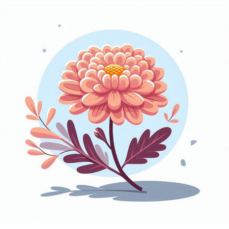 Pink chrysanthemum on a white background. Vector illustration.のイラスト素材