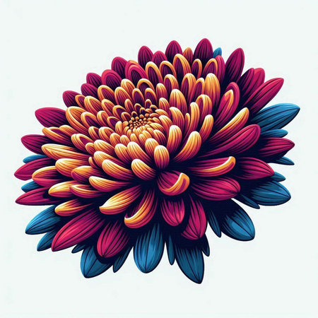 Colorful chrysanthemum flower on white background. Vector illustration.のイラスト素材
