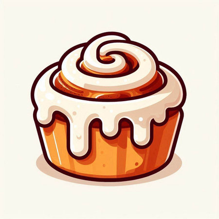 Cupcake with cream on a white background. Vector illustration.のイラスト素材