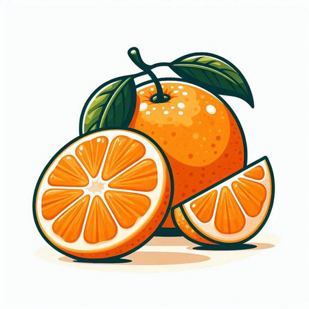 Orange fruit isolated on white background. Vector illustration. Eps 10.のイラスト素材