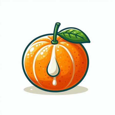 Pumpkin with drop of water isolated on white background. Vector illustration.のイラスト素材