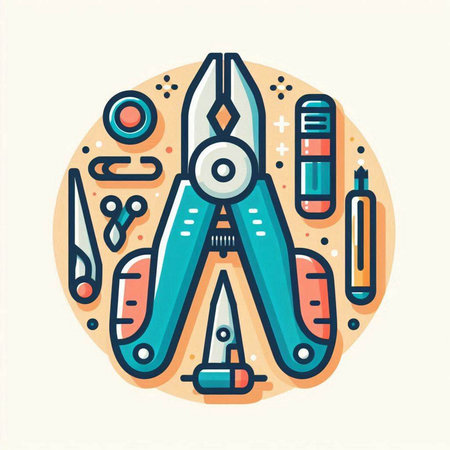 Vector icon of pliers and tools. Colorful flat illustration.のイラスト素材