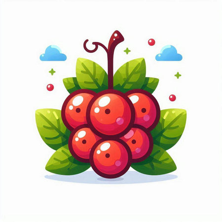 Cherry berry. Vector illustration isolated on a white background.のイラスト素材