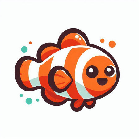 Cute clown fish. Vector illustration isolated on a white background.のイラスト素材