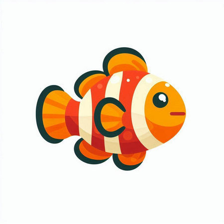 Cute cartoon clown fish isolated on white background. Vector illustration.のイラスト素材