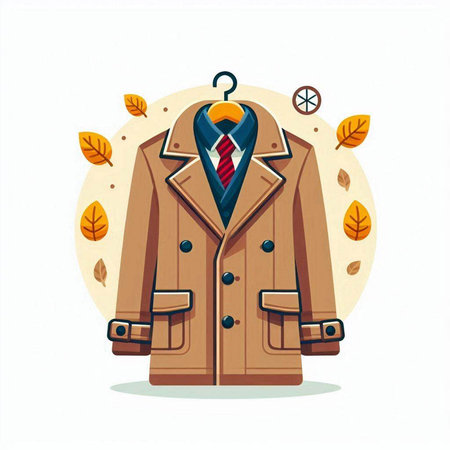 Autumn coat. Vector illustration in a flat style on a white background.のイラスト素材