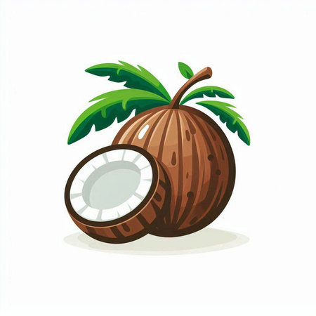 Coconut vector illustration. Isolated on a white background.のイラスト素材